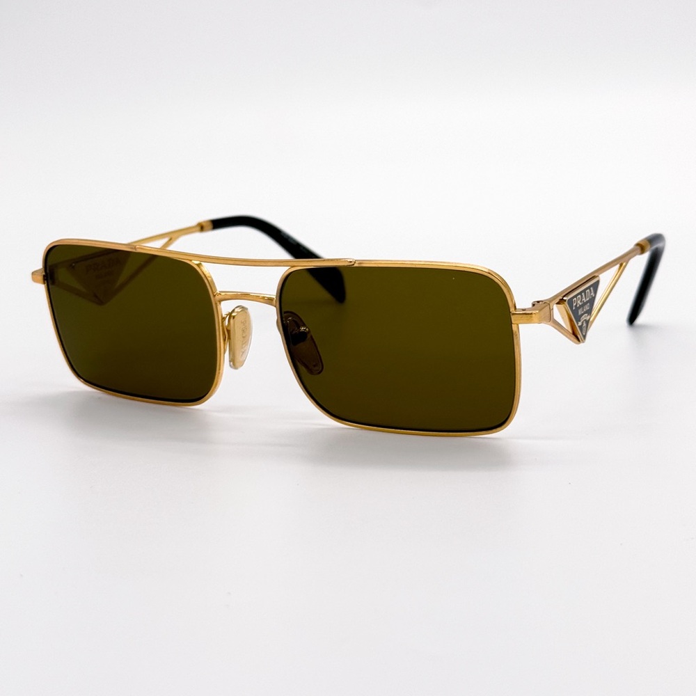 NEW PRADA SPR A52 15N01T SQUARE GOLD PRA52S 15N01T WOMEN PR A52S SUNGLASSES - Picture 3 of 12